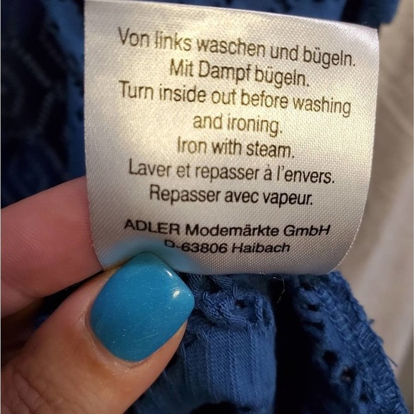 Malva 100% cotton blue short‎ sleeve lace tie jacket plus size XXL - Picture 6 of 7